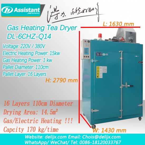 Gaz ve elektrikli ısıtma çay yaprağı kurutma kurutma makinesi 6chz-q14