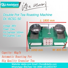 Çift tava iki pot inci granül çay kavurma şekillendirme makinesi dl-6csg-50